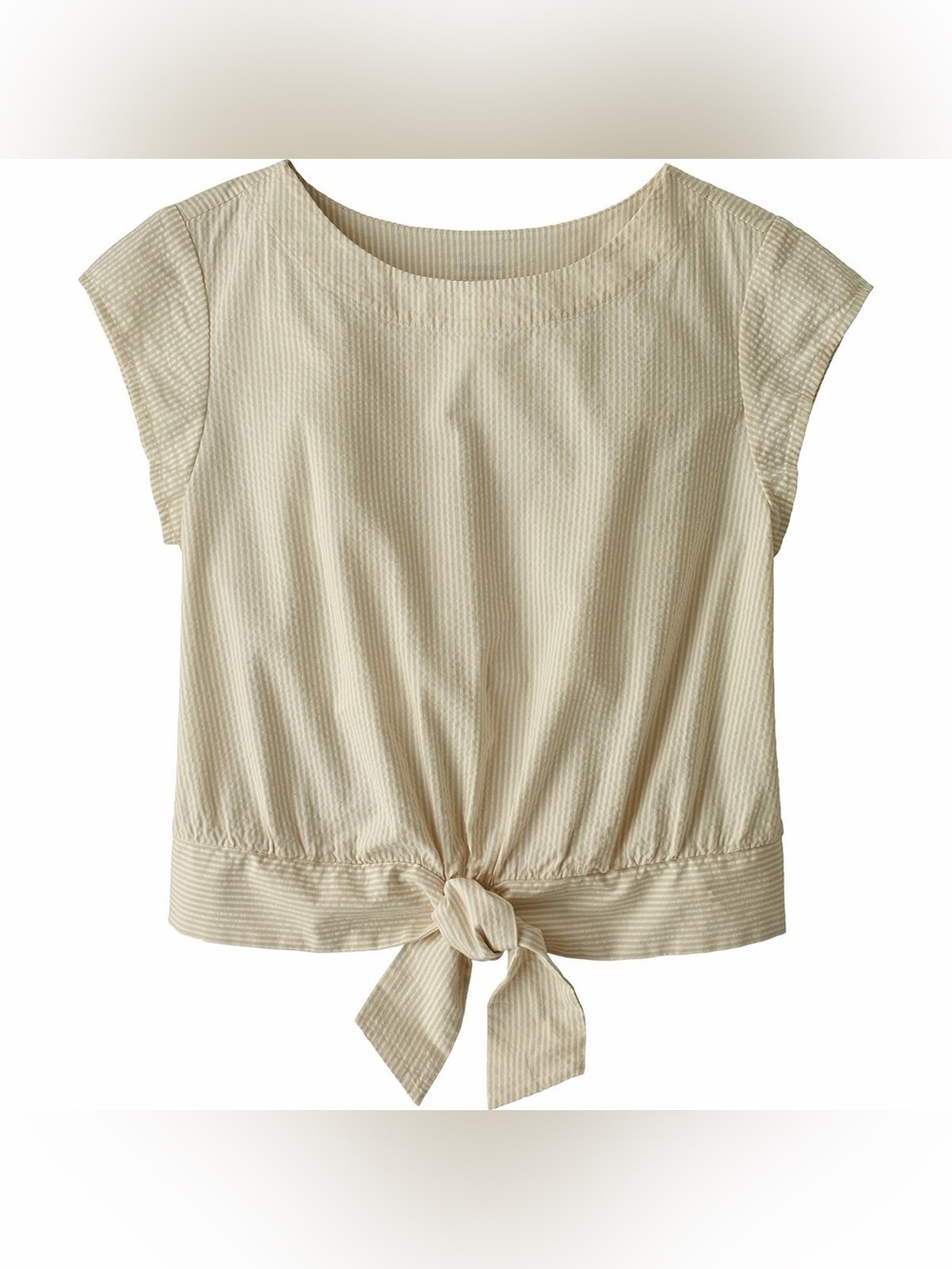 Patagonia Women’s Organic Cotton Seersucker Striped Tie Front Top Size Med 288